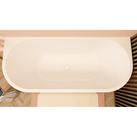 Half Vrijstaand ligbad Wiesbaden Zenn 180x80 Cm Met Waste Mat Wit