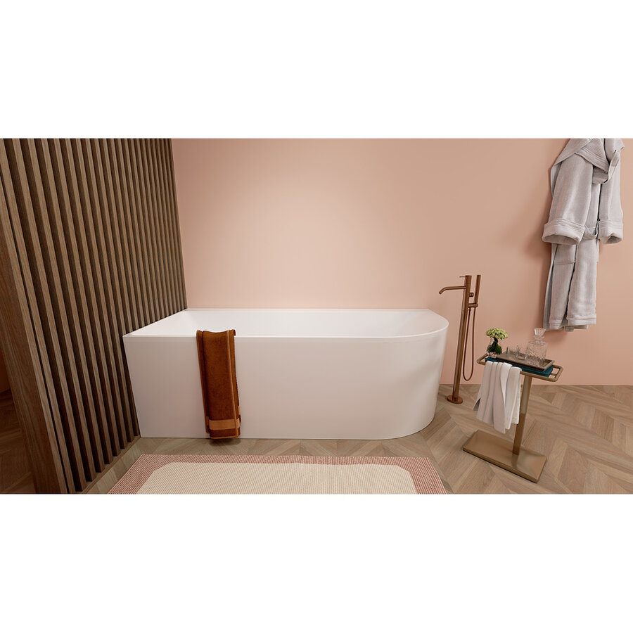 Hoekbad Wiesbaden Zenn Links 180x80 Cm Met Waste Mat Wit