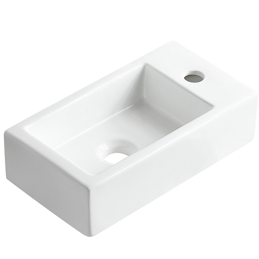 Fontein BWS Blong 40x22 Kraangat Rechts Glanzend Wit