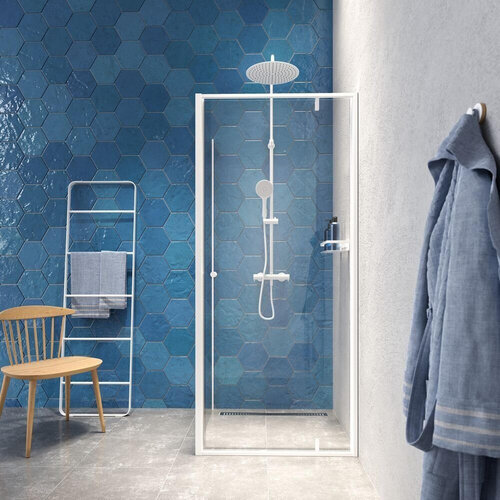 Draaideur Met Zijwand Sealskin Contour 90x90x200 cm Helder Glas 6 mm Mat Wit 