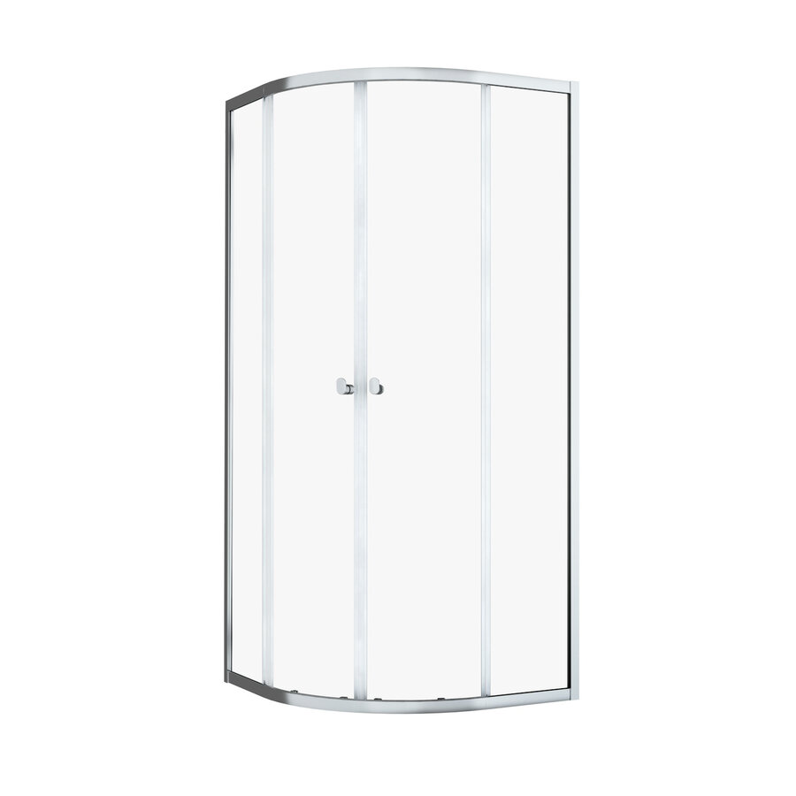 Douchecabine Sealskin Hooked Vierdelig Kwartrond met Schuifdeuren 90x90x200 cm 6 mm Helder Glas Zilver