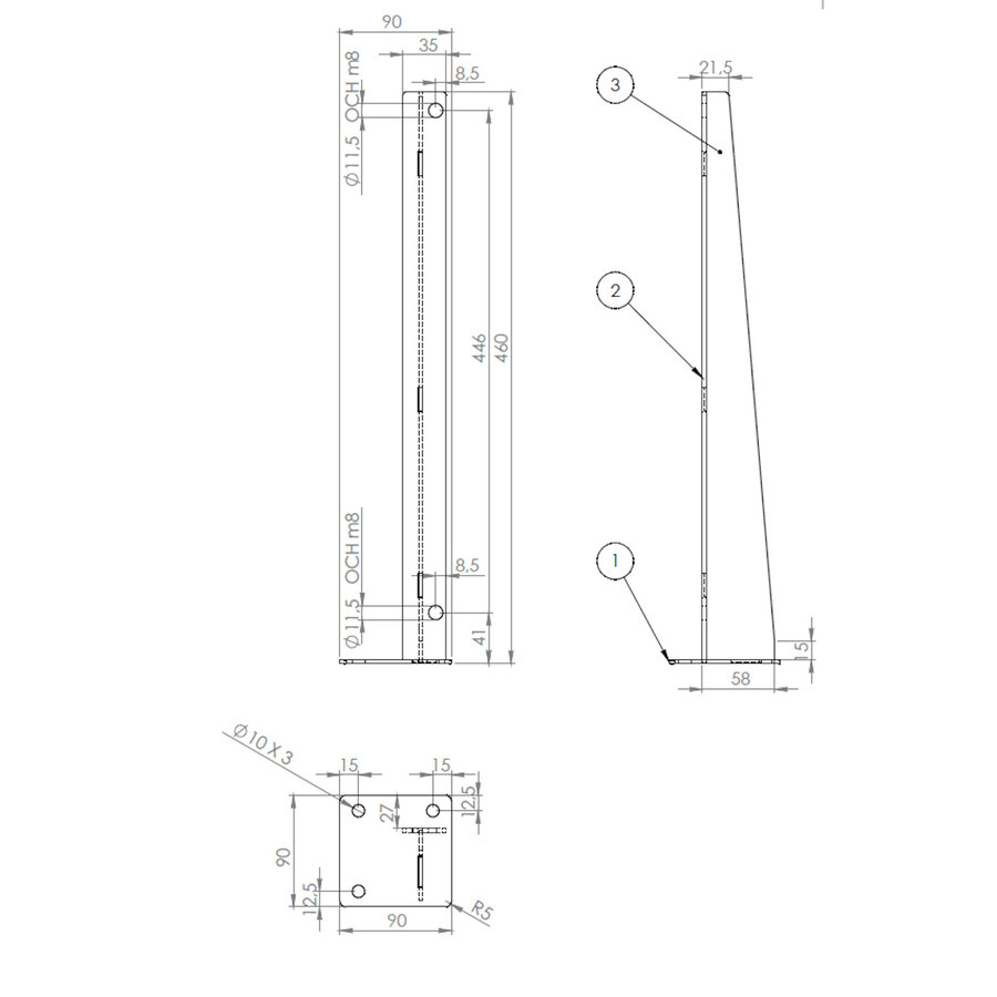 Steunenset Gecoat tbv Palermo 140-160 cm Zwart