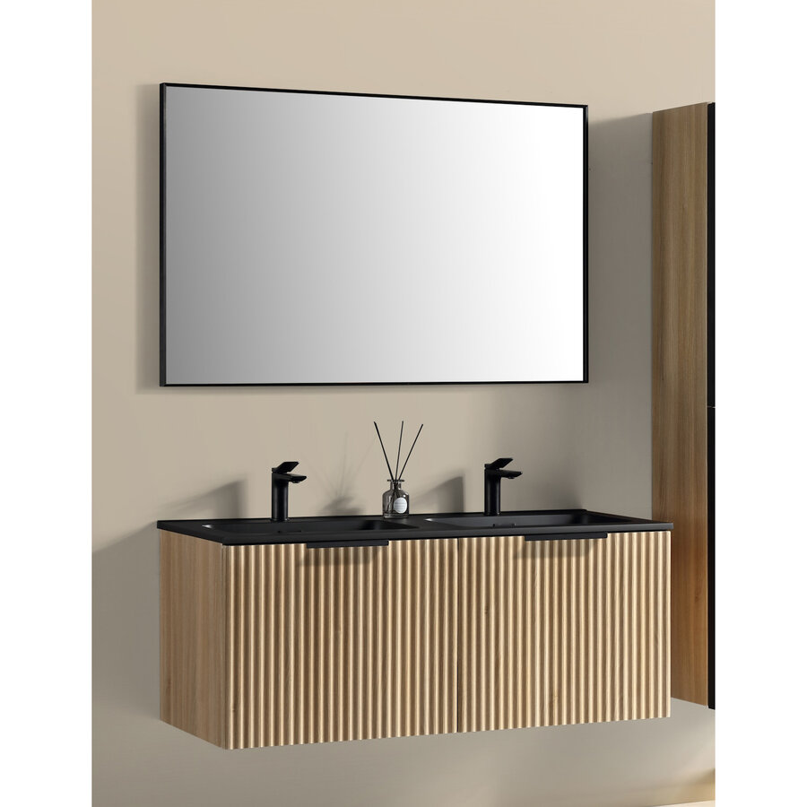 Badkamermeubelset BWS Bella 120 Cm Naturel Eik Mat Zwart