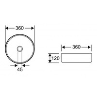 Waskom BWS Dink 36x36 Cm Rond Geborsteld Brons Koper / Mat Zwart