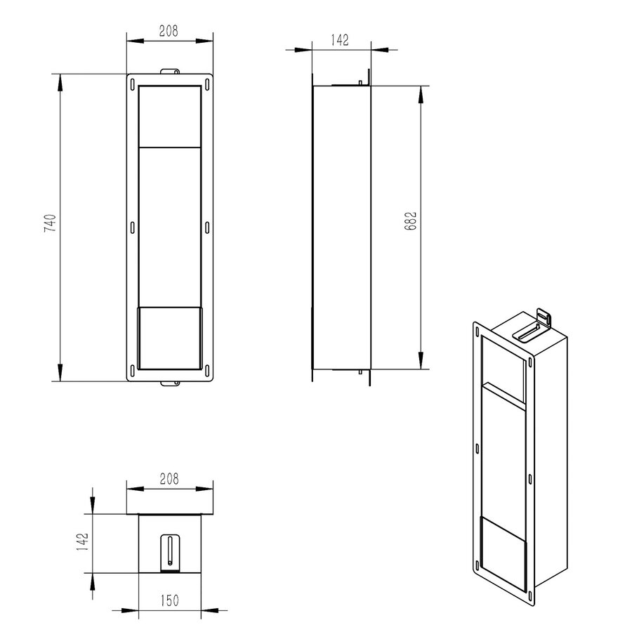 Toiletrolhouder met Klep en Reserverolhouder Inbouw BWS Milan Geborsteld Messing