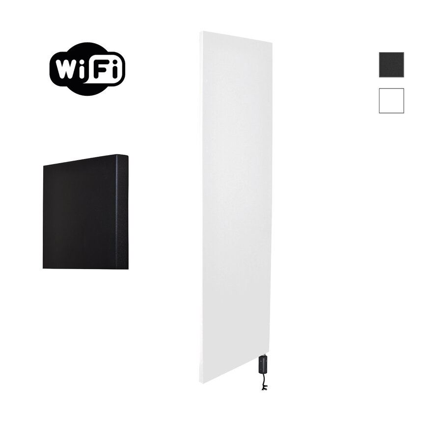 Radiator Sanicare Denso Met WiFi 180 x 40 cm Mat Wit Met Thermostaat Zwart Rechtsonder