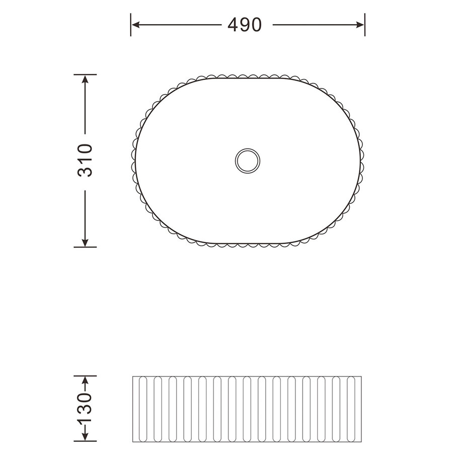 Waskom Sapho Picobello Keramisch Ovaal 49x31 cm Wit