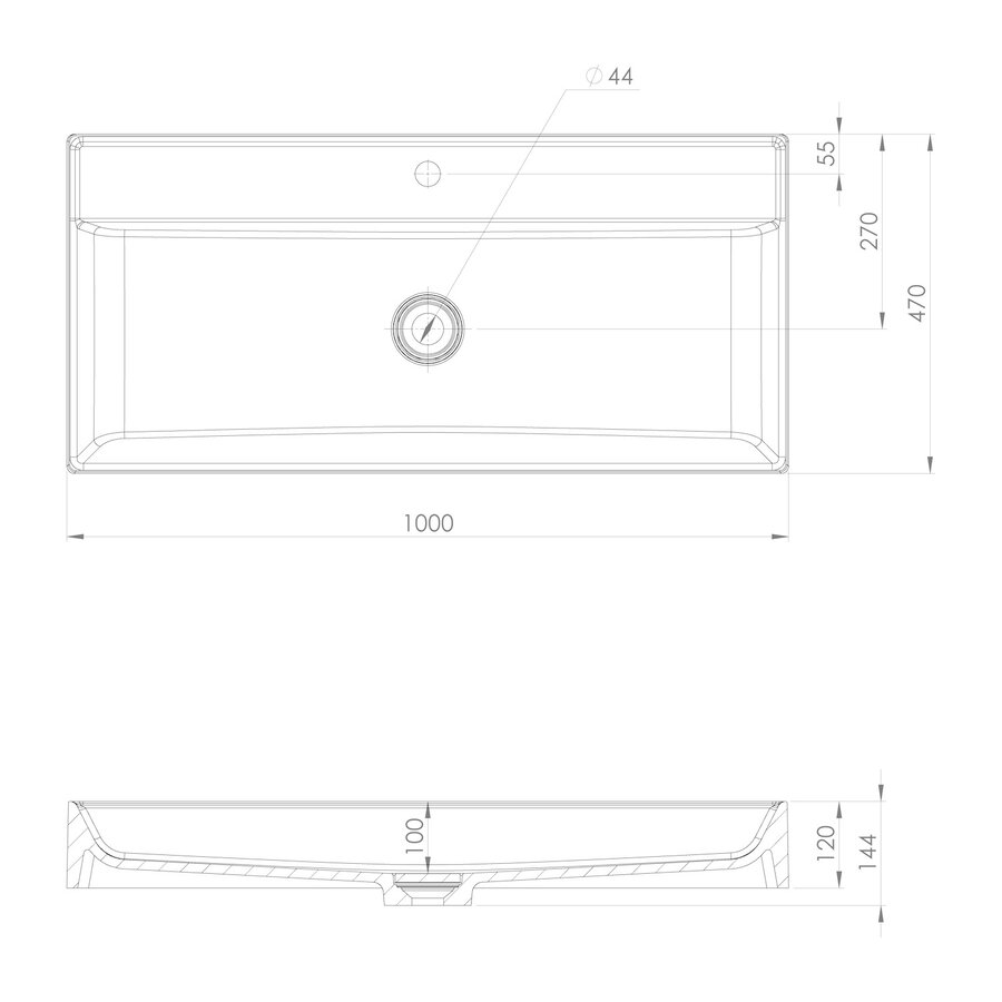 Opbouw Wastafel Sapho Twig Met Wastekapje 100x47 cm Cast Marble Wit