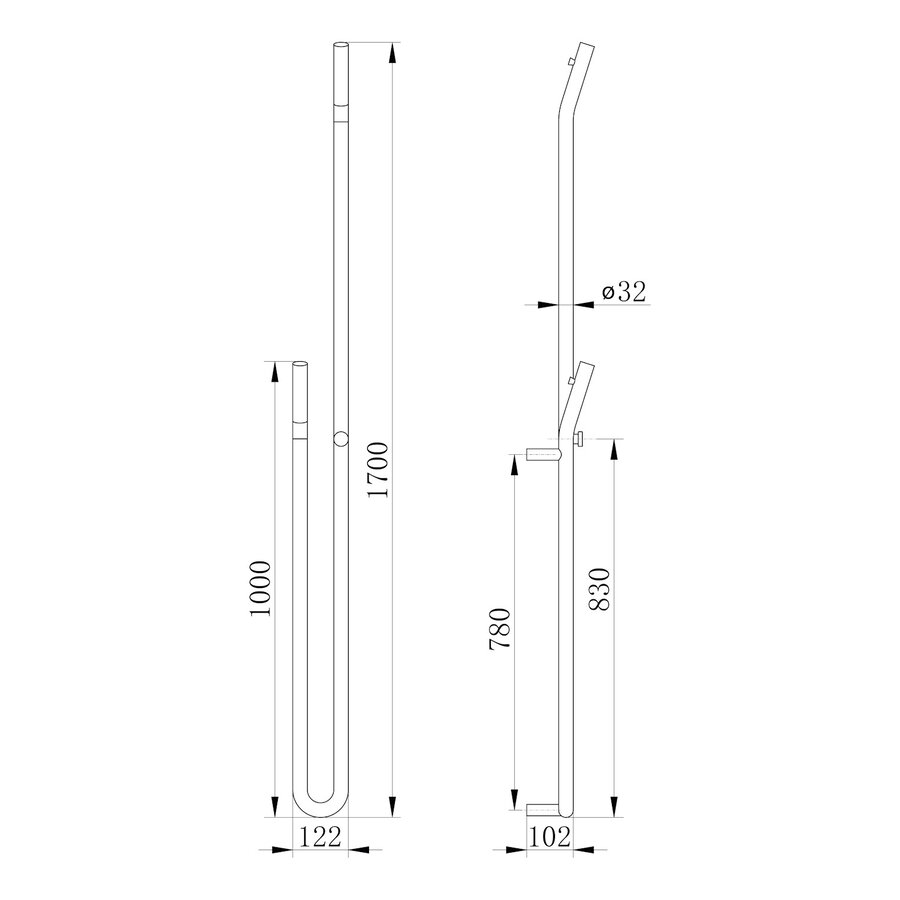 Elektrische Radiator Sapho Duopasso Met Timer 12,2x170 cm 45W Mat Zwart