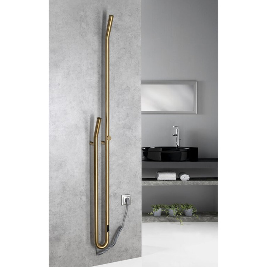 Elektrische Radiator Sapho Duopasso Met Timer 12,2x170 cm 45W Geborsteld Goud