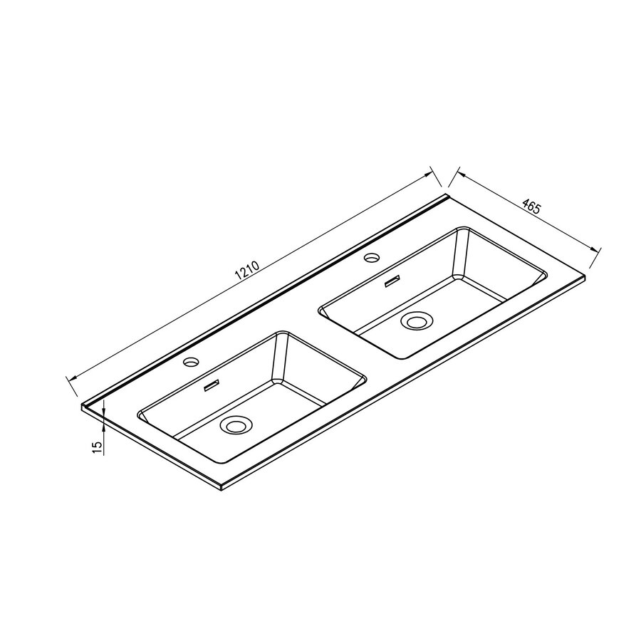 Wastafel BWS Bella 120 cm Mat Zwart