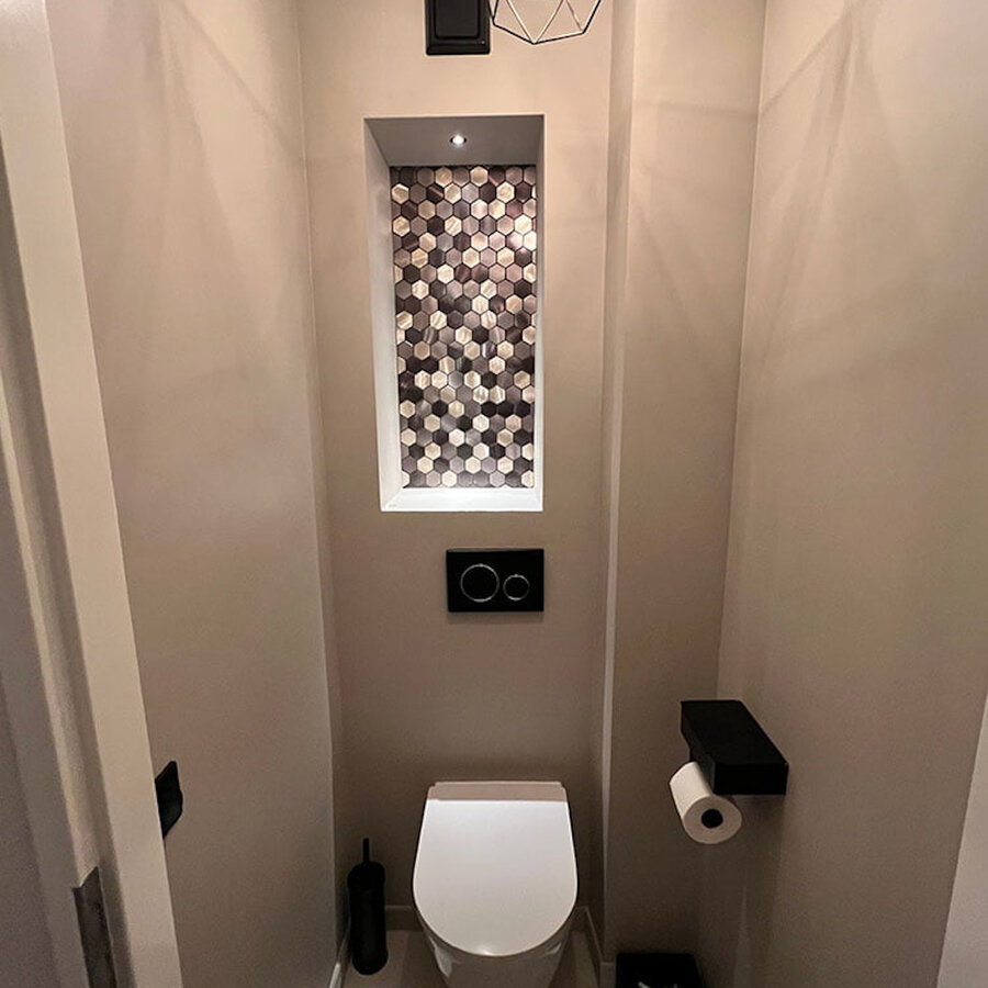 Mozaïek Isodeco Steenstrip Hexagon Zelfklevend 30.5x30.5 cm Cobalt Antraciet Goud (Prijs Per Stuk)