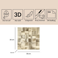 Mozaïek Isodeco Steenstrip Blokjes Zelfklevend 30.5x30.5 cm Goud (Prijs Per Stuk)