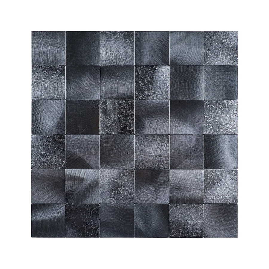 Mozaïek Isodeco Steenstrip Vierkant Zelfklevend 30.6x30.6 cm Brushed Gunmetal (Prijs Per Stuk)