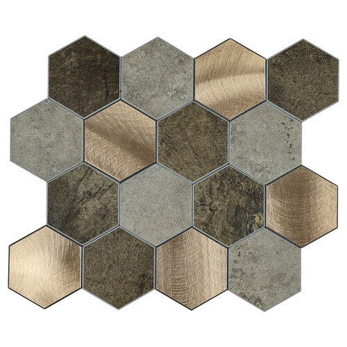 Mozaïek Isodeco Steenstrip Large Zelfklevend 29.0x25.0 cm Koper (Prijs Per Stuk) 