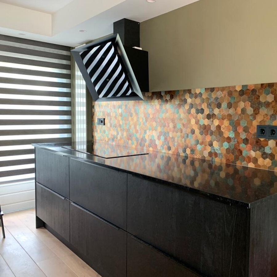 Mozaïek Isodeco Steenstrip Hexagon Zelfklevend 28.0x29.0 cm Geplaat Goud (Prijs Per Stuk)