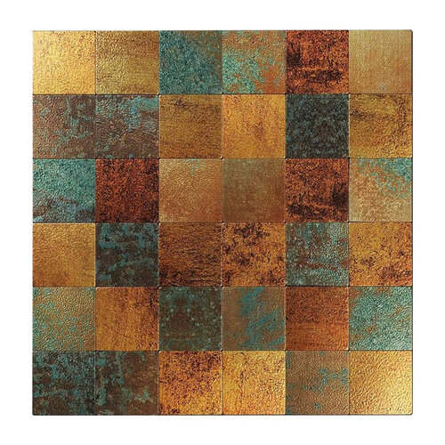 Mozaïek Isodeco Steenstrip Blok Vierkant Zelfklevend 30.0x30.0 cm Rustiek Goud (Prijs Per Stuk) 