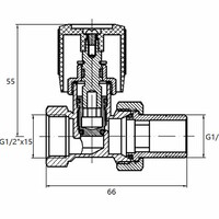 Thermostatisch Radiatorventiel Riko 1/2"x15 mm met Adaptor Recht Vernikkeld Mat Zwart