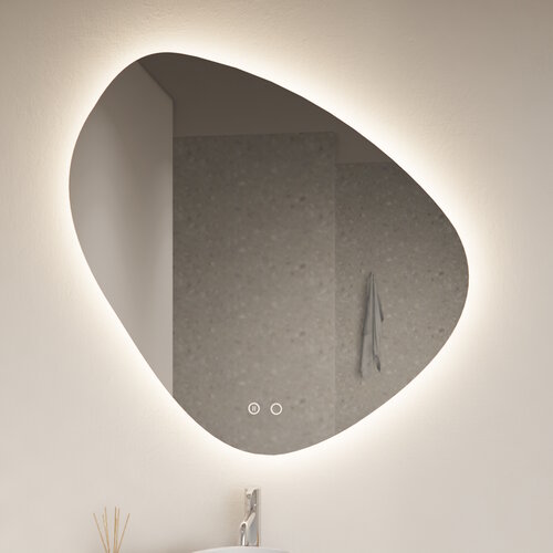 Badkamerspiegel Gliss Fury Organic LED Verlichting 100x100 cm En Spiegelverwarming 