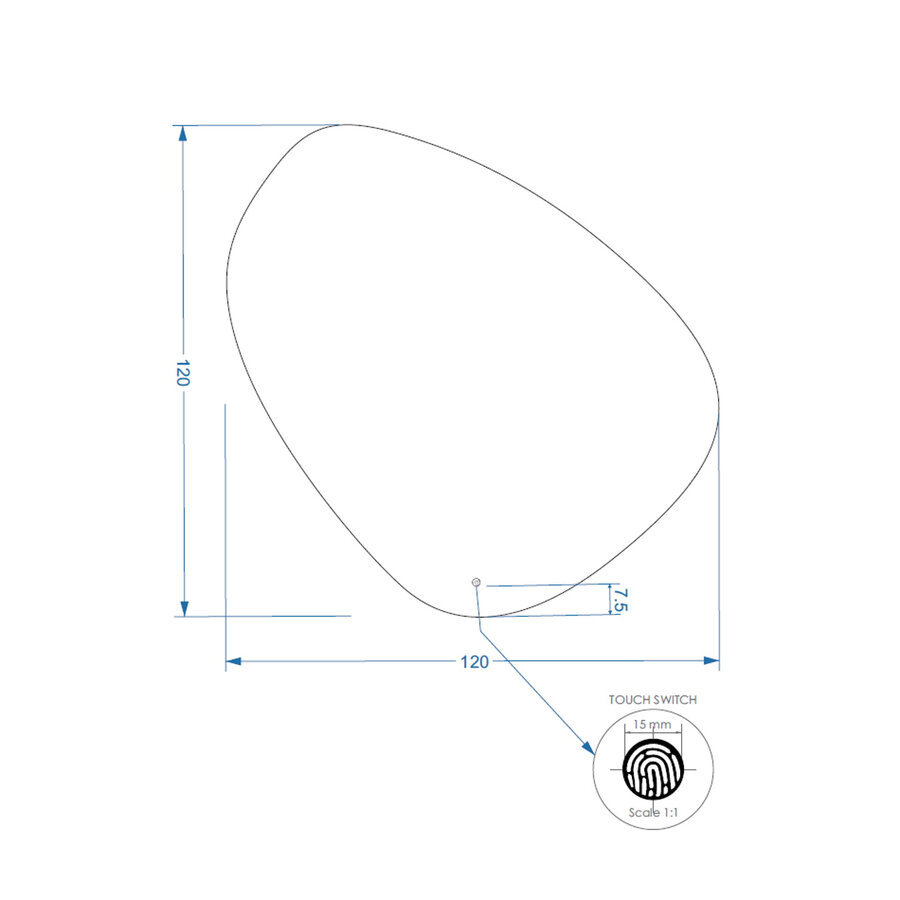 Badkamerspiegel Gliss Fury Organic LED Verlichting 120x120 cm En Spiegelverwarming