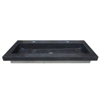 Wastafel Aquasplash Stone 120x46 cm met 2 Kraangaten Hardsteen Zwart