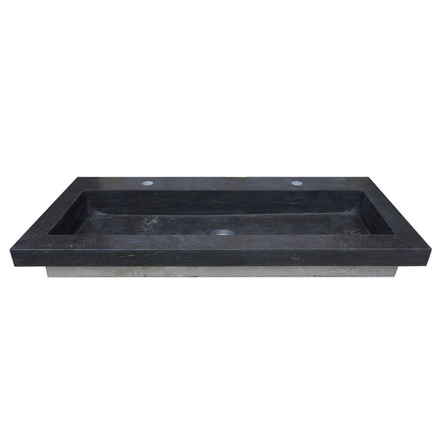 Wastafel Aquasplash Stone 120x46 cm met 2 Kraangaten Hardsteen Zwart 