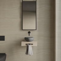 Complete Fonteinset BWS Hold Met Handoekhouder Waskom Natuursteen Grijs En Fonteinkraan Mat Zwart