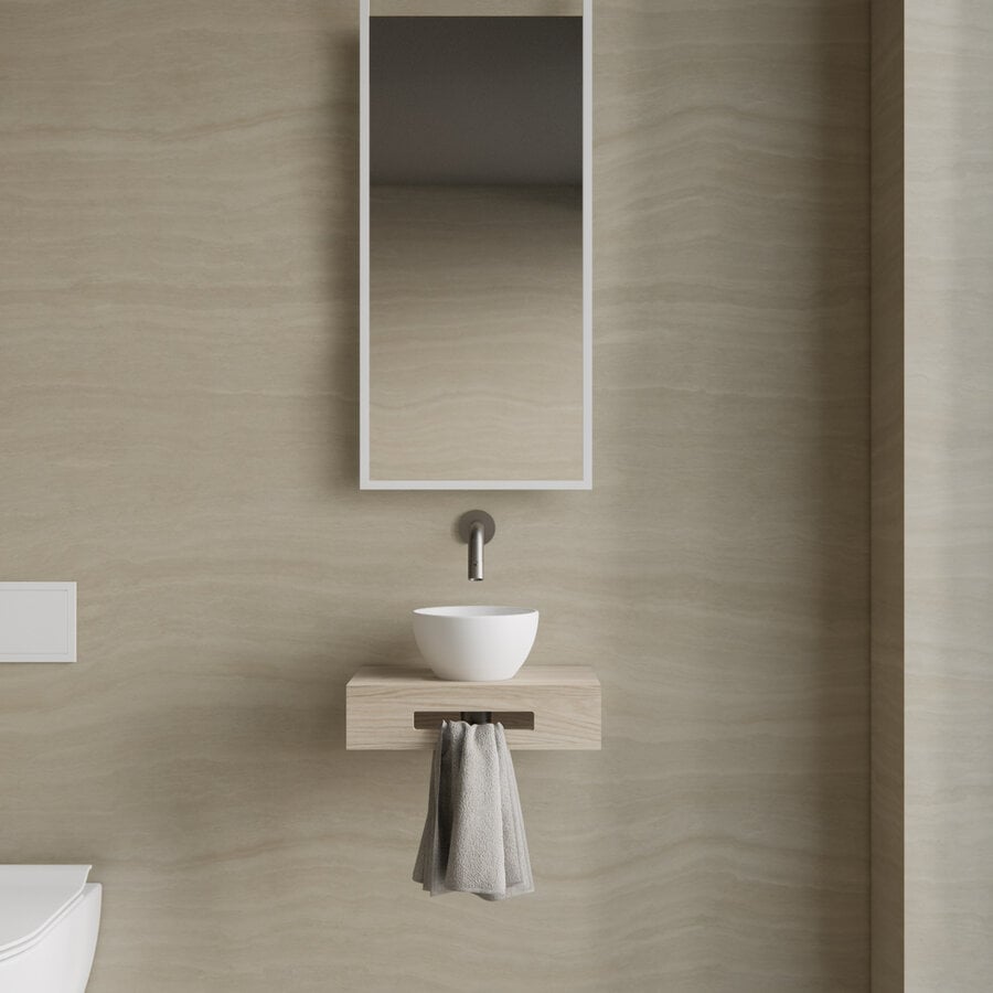 Complete Fonteinset BWS Hold Met Handoekhouder Waskom Wit En fonteinkraan RVS