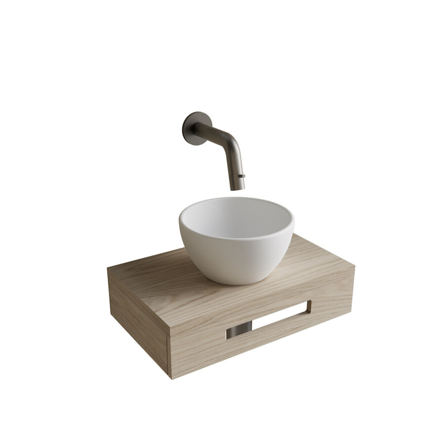 Complete Fonteinset BWS Hold Met Handoekhouder Waskom Wit En fonteinkraan RVS