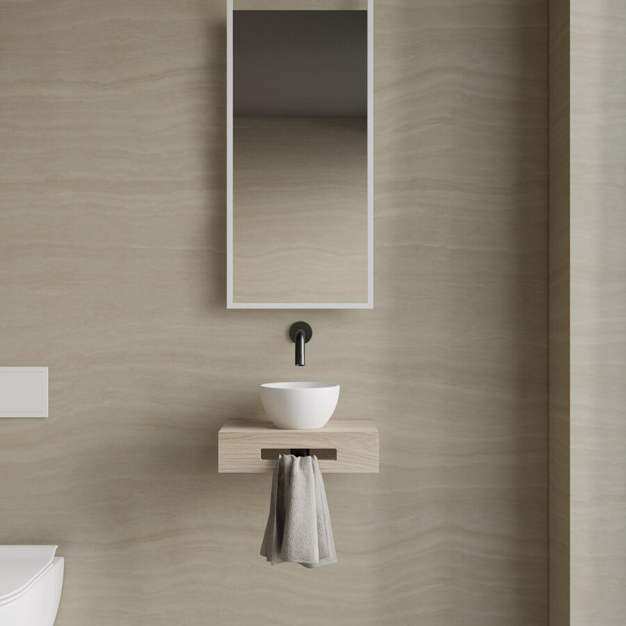 Complete Fonteinset BWS Hold Met Handdoekhouder Waskom Wit En fonteinkraan Gunmetal