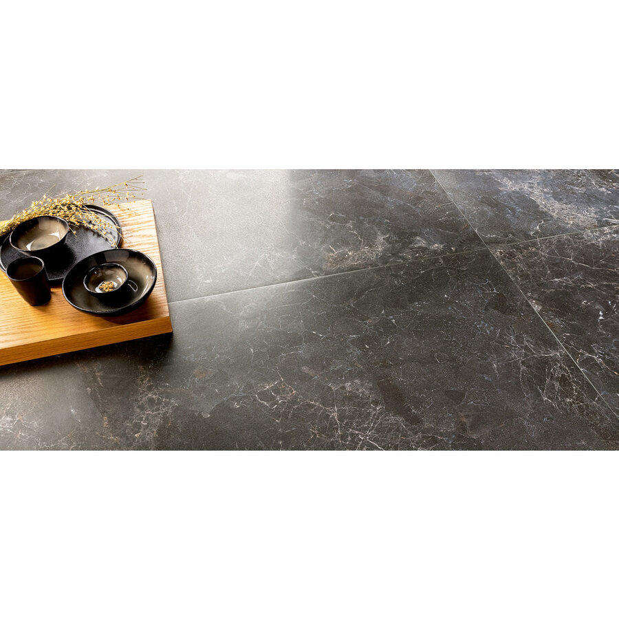 Vloertegel Verde Cosmopolitan 120x120 cm Stonelook Mat Zwart (Prijs Per M2)