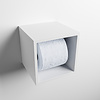 MONDIAZ Easy Toiletrolhouder CUBE 160 solid surface 16x16cm kleur Talc. Geschikt voor op en inbouw.