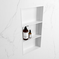 MONDIAZ EASY Nis 59,5x29,5cm in solid surface kleur Talc | Talc. 3 vakken geschikt voor in- of opbouw