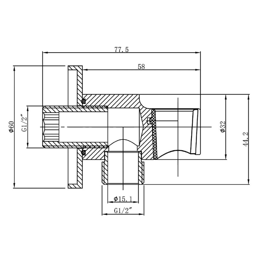 Wandaansluitbocht Wiesbaden Nala Met Handdouchehouder Rond 1/2" Geborsteld Messing