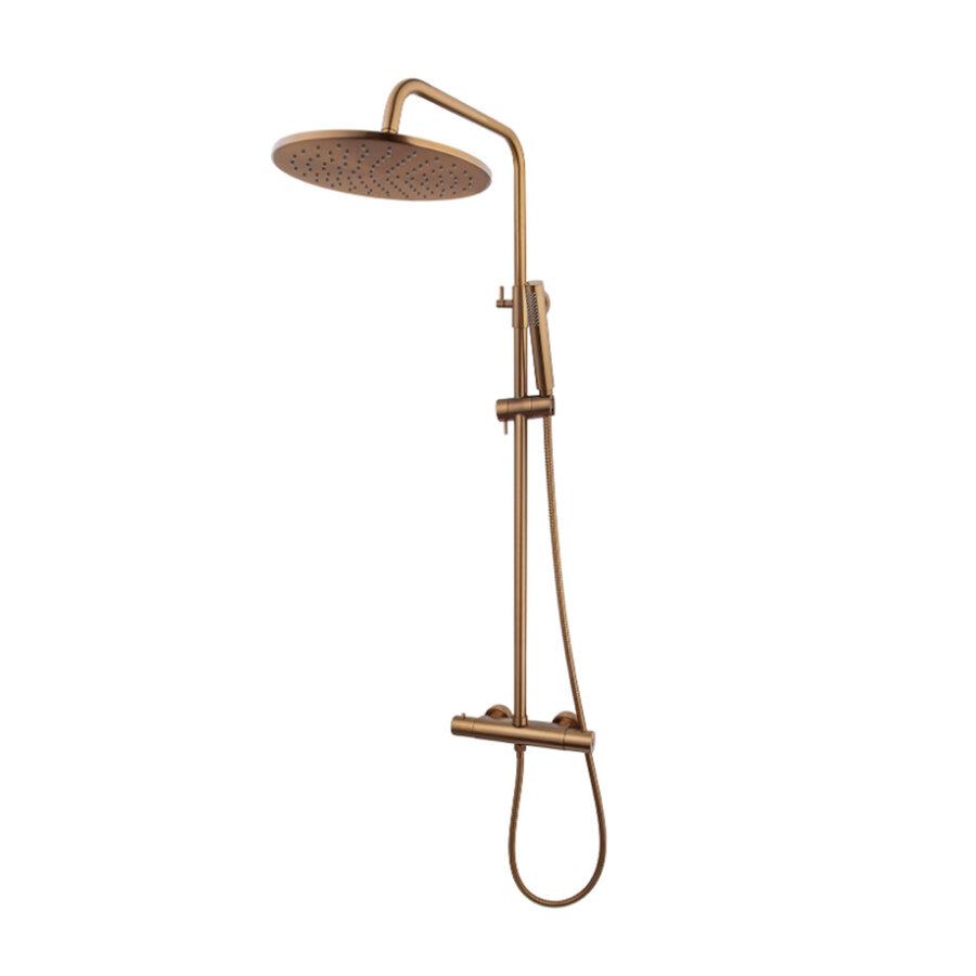 Opbouw Thermostatische Regendoucheset Wiesbaden Caral Geborsteld Brons Koper