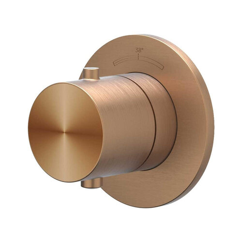 Afbouwdeel IVY Concord Doorstroom inbouwstopkraan Symmetry Met Rond Rozet RVS316 Geborsteld Mat Koper PVD 