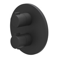 Afbouwdeel IVY Pact Inbouwthermostaat 3-Weg Stop-Omstel Met Rond Rozet Mat Zwart PED