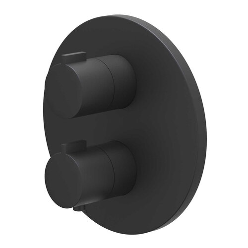 Afbouwdeel IVY Pact Inbouwthermostaat 3-Weg Stop-Omstel Met Rond Rozet Mat Zwart PED 