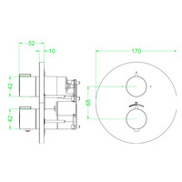 Afbouwdeel IVY Pact Inbouwthermostaat Stop-Omstel Met Rond Rozet Geborsteld Mat Goud PVD