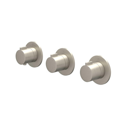 Afbouwdeel IVY Pact Inbouwthermostaat 2 Stopkranen Symmetry Met Ronde Rozetten Geborsteld Nickel PVD 