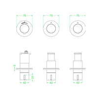 Afbouwdeel IVY Pact Inbouwthermostaat 2 Stopkranen Symmetry Met Ronde Rozetten Geborsteld Mat Koper PVD