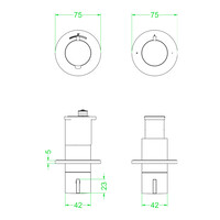 Afbouwdeel IVY Pact Inbouwthermostaat 2-weg Stop-Omstel Met Rond Rozet Chroom
