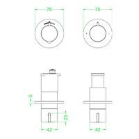 Afbouwdeel IVY Pact Inbouwthermostaat 2-weg Stop-Omstel Met Rond Rozet Mat Zwart PED