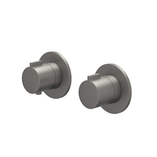 Afbouwdeel IVY Pact Inbouwthermostaat 2-weg Stop-Omstel Met Rond Rozet Geborsteld Metal Black PVD 