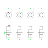 Afbouwdeel IVY Bond Inbouwthermostaat 3 Stopkranen Symmetry Met Ronde Rozetten Geborsteld Nickel PVD