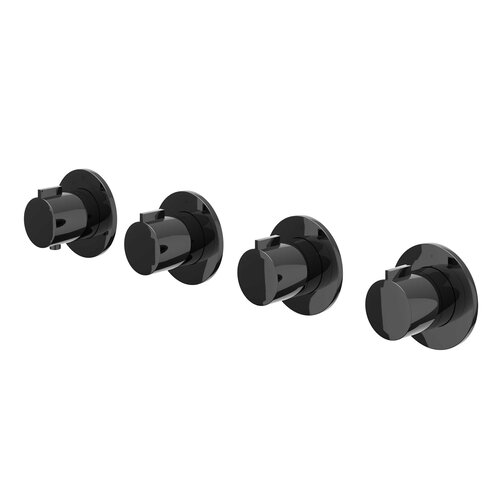 Afbouwdeel IVY Pact Inbouwthermostaat 3 Stopkranen Symmetry Met Ronde Rozetten Zwart Chroom PVD 
