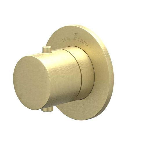 Afbouwdeel IVY Bond Inbouwthermostaat Symmetry Met Rond Rozet Geborsteld Mat Goud PVD 