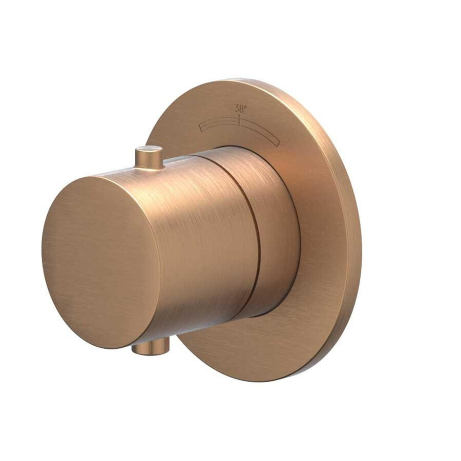 Afbouwdeel IVY Bond Inbouwthermostaat Symmetry Met Rond Rozet Geborsteld Mat Koper PVD