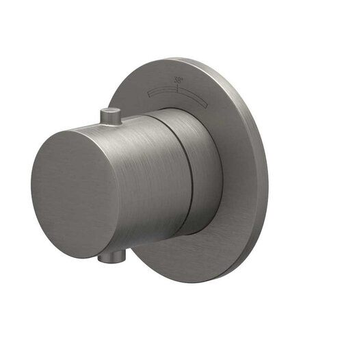 Afbouwdeel IVY Bond Inbouwthermostaat Symmetry Met Rond Rozet Geborsteld Metal Black PVD 