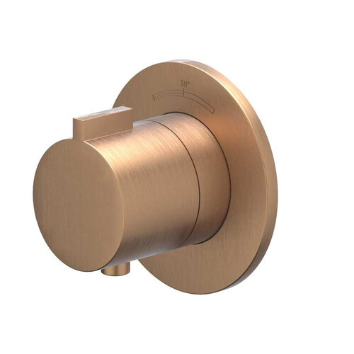 Afbouwdeel IVY Pact Inbouwthermostaat Symmetry Met Rond Rozet Geborsteld Mat Koper PVD 